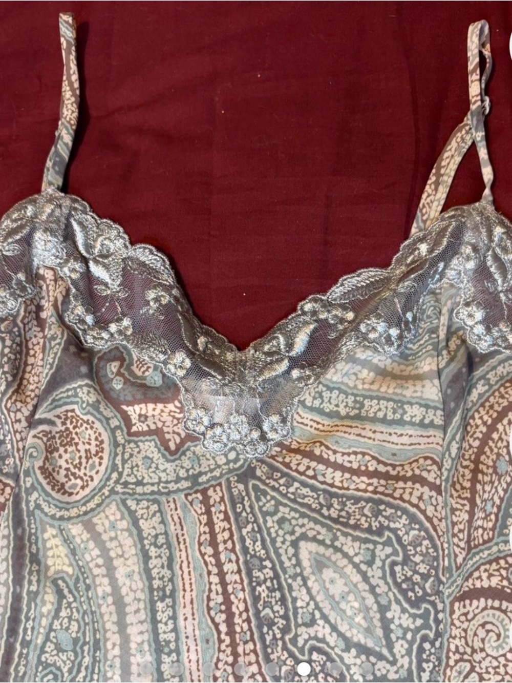 Victoria’s Secret y2k paisley babydoll slip dress with lace trim - Picture 6 of 8